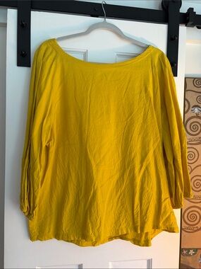 LOFT Mustard Yellow Boatneck Tunic Top